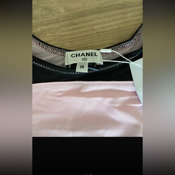 NWT CHANEL Pink&Black Striped Crop Top/bikini top size XS - Picture 7 of 11